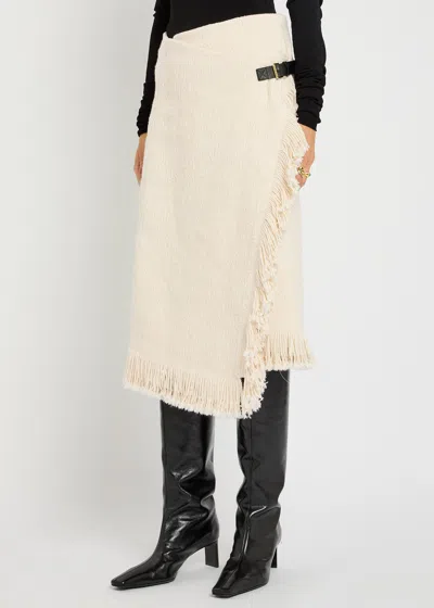 Isabel Marant Galla Asymmetric Cotton And Linen-blend Midi Wrap Skirt In Neutral