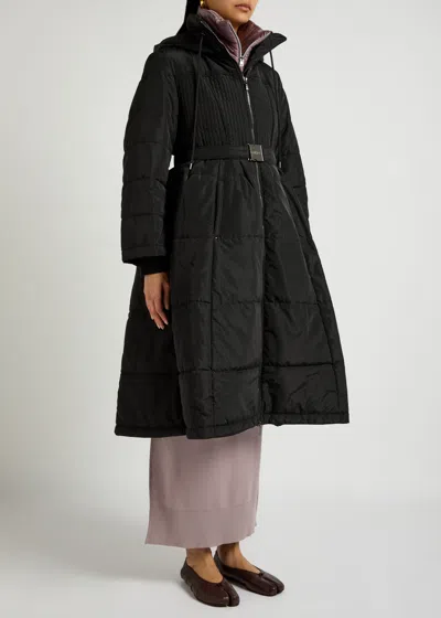 High Scuttle Hooded Quilted Shell Parka In Black