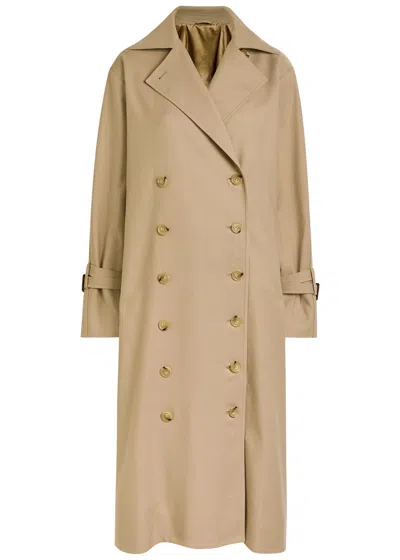 Totême Signature Double-breasted Cotton-blend Gabardine Trench Coat In Neutral