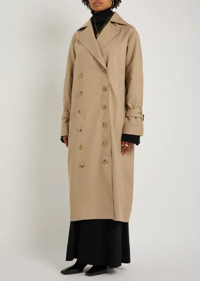 Totême Signature Double-breasted Cotton-blend Gabardine Trench Coat In Neutral