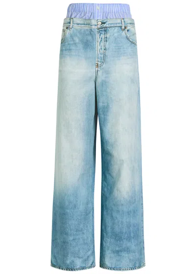 Acne Studios Jeans-effect Cotton Trousers In Multi