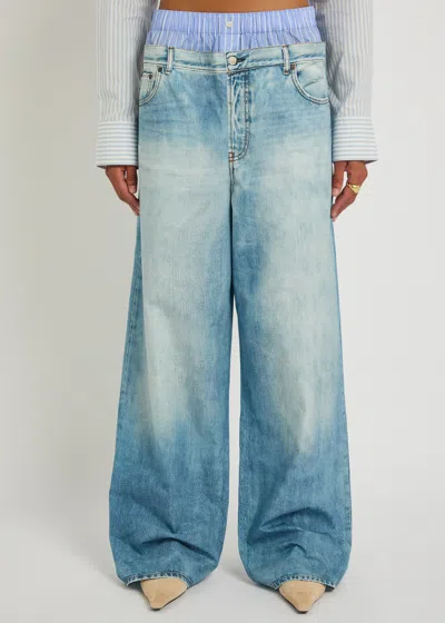 Acne Studios Jeans-effect Cotton Trousers In Multi