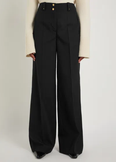 Moncler Wide-leg High Waist Palazzo Pant With Button Detailing In Black
