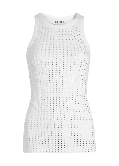 Attico Strass Tank Top In White