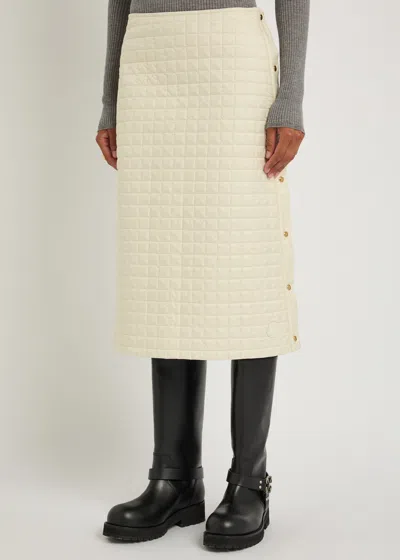 Moncler Microfiber Quilted Midi Skirt In Neutral