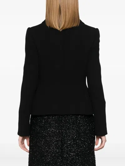 Dolce & Gabbana Wool Crepe Blazer Fitted Silhouette Epaulettes In Black