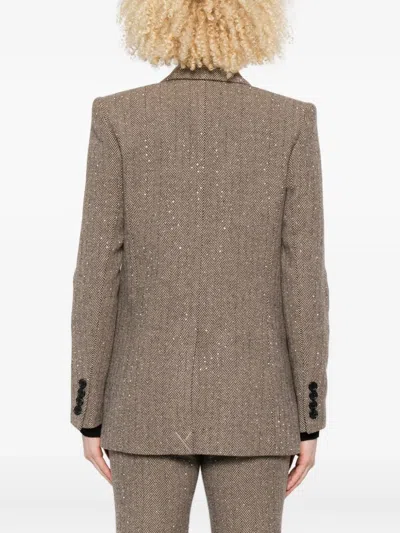 人字斜纹针织亮片缀饰夹克