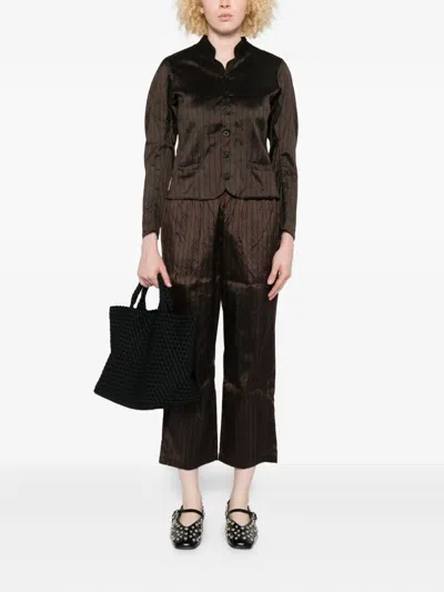 Christian Peau Striped Button-fastening Jacket In Brown