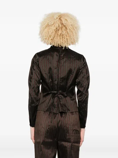 Christian Peau Striped Button-fastening Jacket In Brown