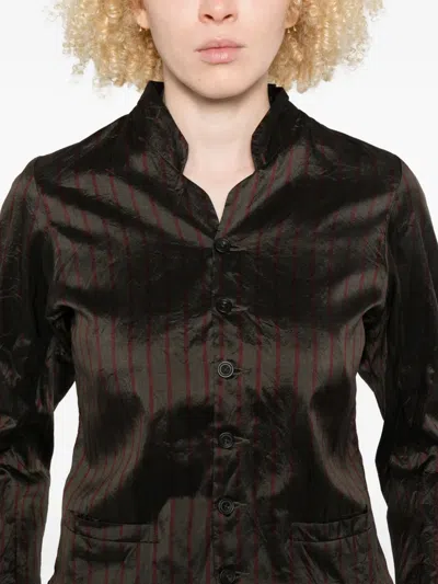 Christian Peau Striped Button-fastening Jacket In Brown