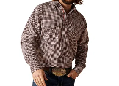 Ariat Snap Pro Series Shirt In White/brown In Brown