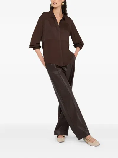 Liu •jo Liu Jo Crepe De Chine Blouse In Brown