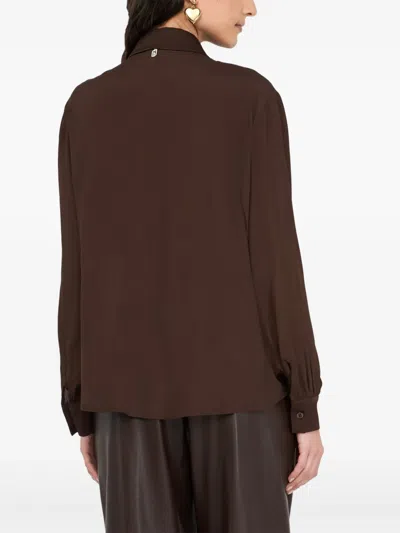 Liu •jo Liu Jo Crepe De Chine Blouse In Brown