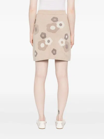 Kenzo Floral-pattern Knit Skirt In Neutral
