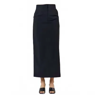 Lalavon Stretch Back Slit Maxi Skirt In Black In Black