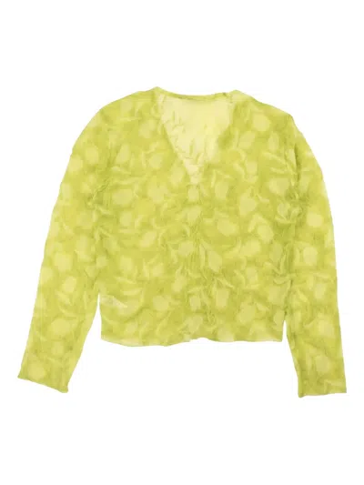 Opening Ceremony Crinkle-effect Long-sleeve Blouse In Green
