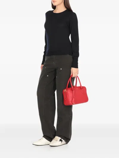 Golden Goose Black Merino Wool Sweater With Golden Applications For Women In Blue