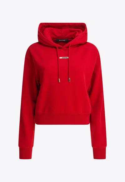 Jacquemus Le Hoodie Gros Grain Cotton Hoodie In Red