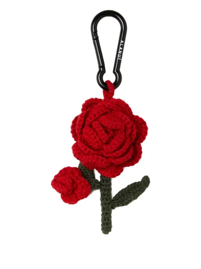 Alanui Rose Amigurumi Crochet Key Ring In Red
