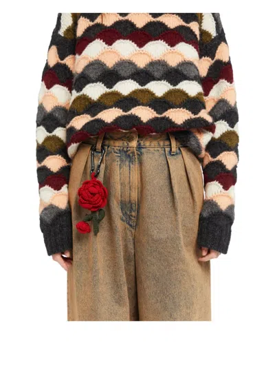 Alanui Rose Amigurumi Crochet Key Ring In Red