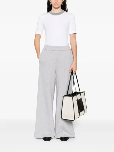 Peserico Lounge Crew Neck T Shirt Contrast Neckline In White