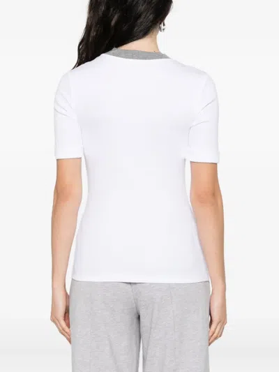 Peserico Lounge Crew Neck T Shirt Contrast Neckline In White