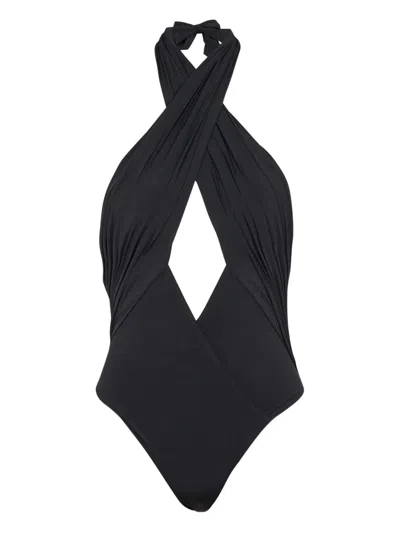 Balmain Plain One-piece Swimsuit In Black