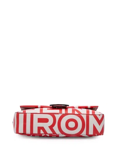 Pre-owned Fendi 2010-2025 Marc Jacobs Nappa Vitello King Logo Print Phone Baguette Satchel In Red