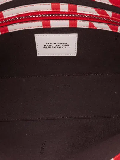 Pre-owned Fendi 2010-2025 Marc Jacobs Nappa Vitello King Logo Print Phone Baguette Satchel In Red