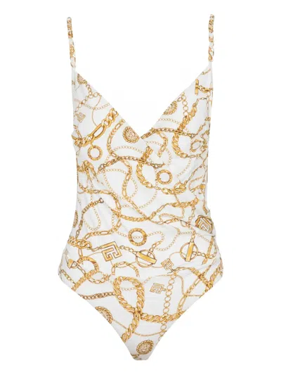 Balmain Chaînes-pattern Swimsuit In Multi