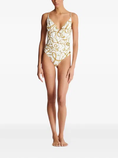 Balmain Chaînes-pattern Swimsuit In Multi