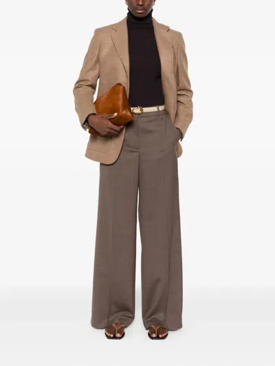 Max Mara Patch-pocket Notched Jacket In Brown