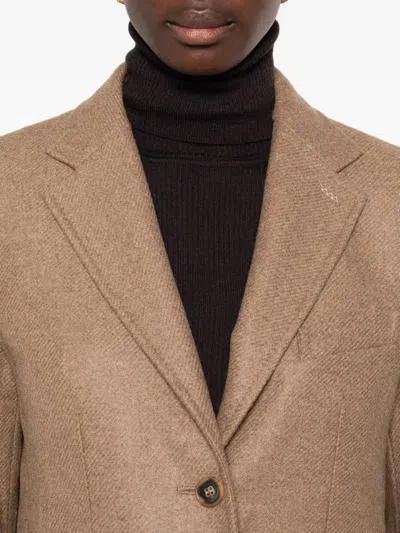 Max Mara Patch-pocket Notched Jacket In Brown