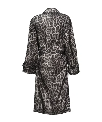 Stella Mccartney Beltd Trench Coat With Leopard Print In Animal Print