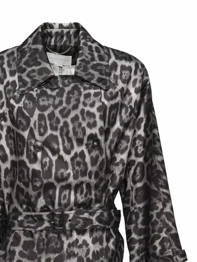 Stella Mccartney Beltd Trench Coat With Leopard Print In Animal Print