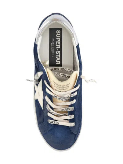 Golden Goose Sneakers Low-top Super-star In Suede In Blue