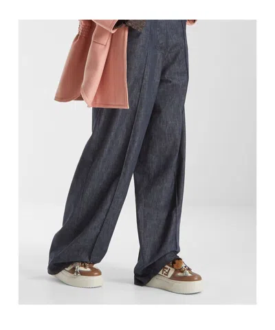 Fendi Sneakers Chunky Sole Contrast Panels In Brown