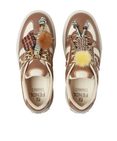 Fendi Sneakers Chunky Sole Contrast Panels In Brown