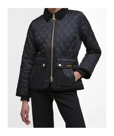 Barbour Quilted Jacket With Long Sleeves And Pockets In Black