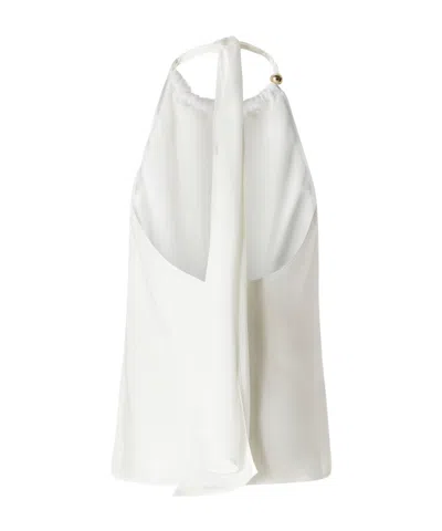 Pinko Halterneck Sleeveless Top Keyhole Detail In White