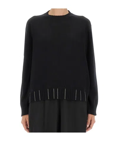 Fabiana Filippi Crew Neck Knitwear Long Sleeves In Black