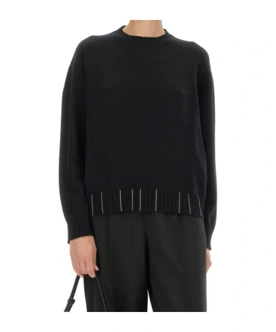Fabiana Filippi Crew Neck Knitwear Long Sleeves In Black