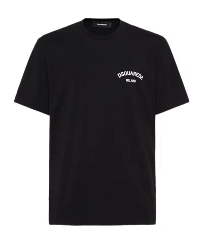 Dsquared2 Regular Fit Cotton T-shirt In Black