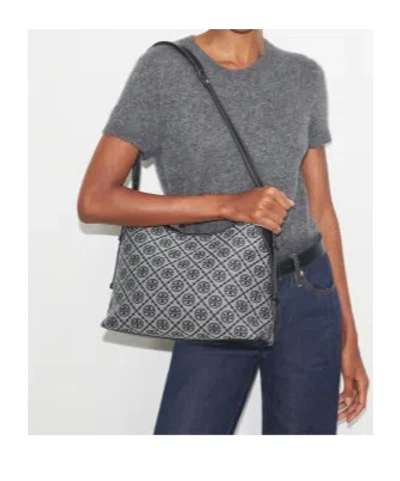 Tory Burch Shoulder Bag With Adaptable Strap And Logo Pattern In Blue