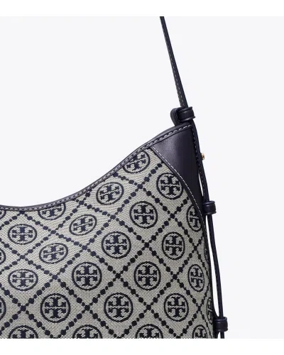 Tory Burch Shoulder Bag With Adaptable Strap And Logo Pattern In Blue