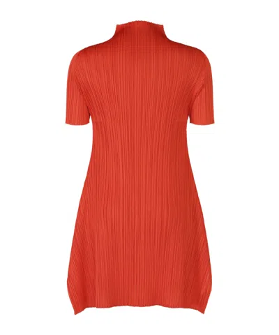 Issey Miyake Pleated Midi Dresses In Red