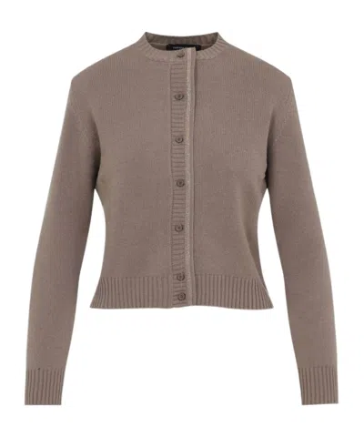 Fabiana Filippi Virgin Wool Crew Neck Cardigan In Gray