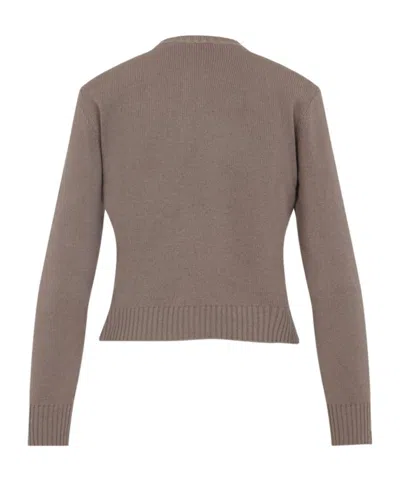 Fabiana Filippi Virgin Wool Crew Neck Cardigan In Gray