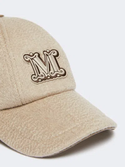 Max Mara Camel Monogram Baseball Cap In Neutral