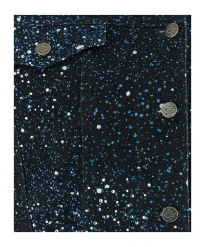 Giuseppe Di Morabito Speckled Stretch Denim Jacket In Black